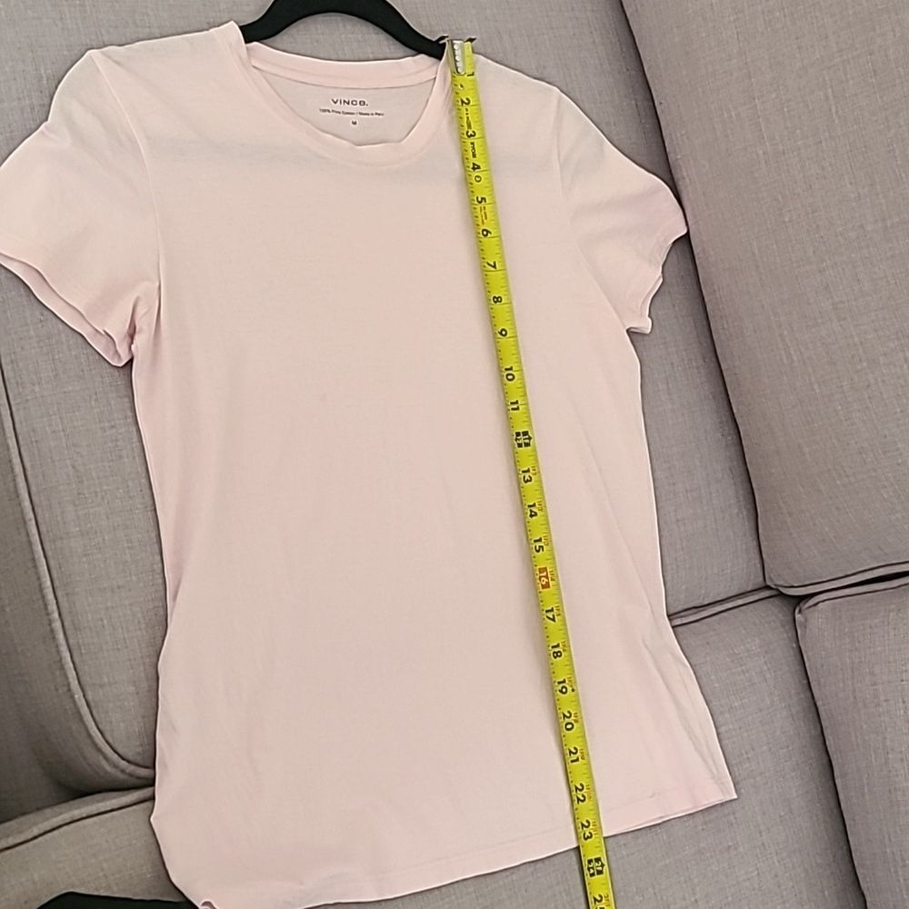 Vince Essential Crew Neck Short Sleeve Shirt Casa Rosa Pink Medium Airy Coastal - Picture 6 of 8